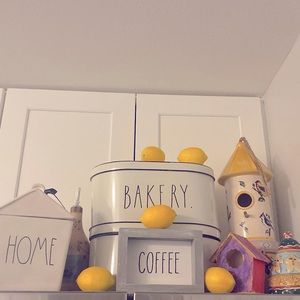 Rae Dunn Bakery Tin Creme and Black Cannister